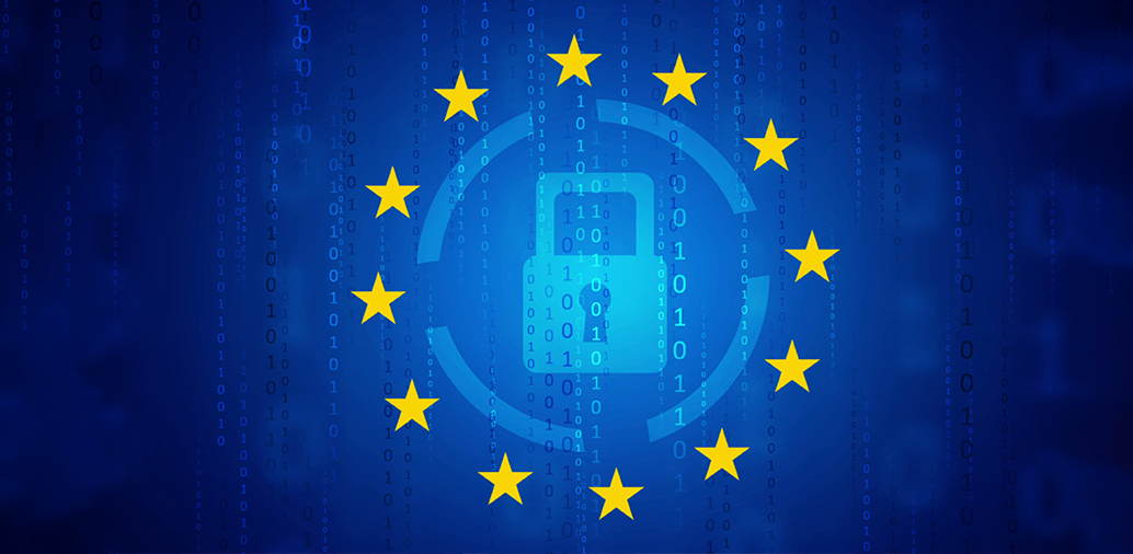 EU flag with a lock symbol representing the Digital Services Act and online security