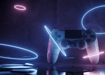 Gaming controller with neon lights, representing efforts to tackle video game cheating