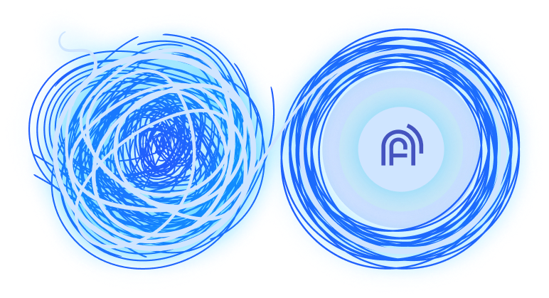 Abstract representation of chaos transitioning into order, with the ActiveFence logo on the right side.