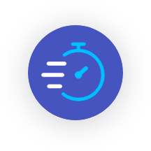 Icon of a stopwatch indicating speed and efficiency.