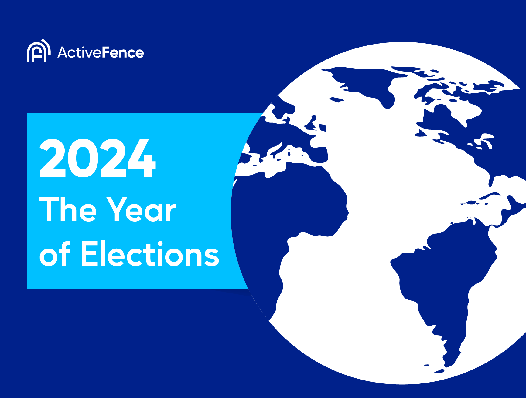 ActiveFence graphic with a world map and the text '2024 The Year of Elections.